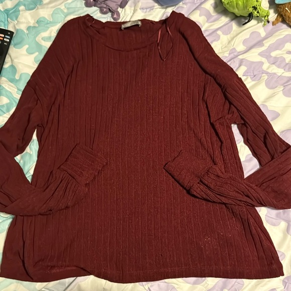 Zara Collection burgundy, long sleeve blouse-Large - Picture 1 of 6
